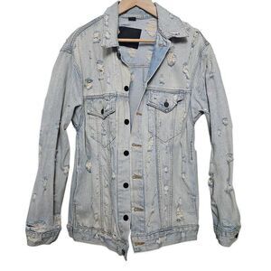 Denim×Alexander Wang Daze scratch oversized denim Jacket